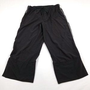 Reebok Wide Leg Capri Track Pants Black Stripe M